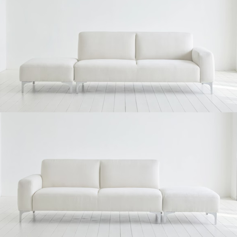 2 Seater White Sofa With Footstool