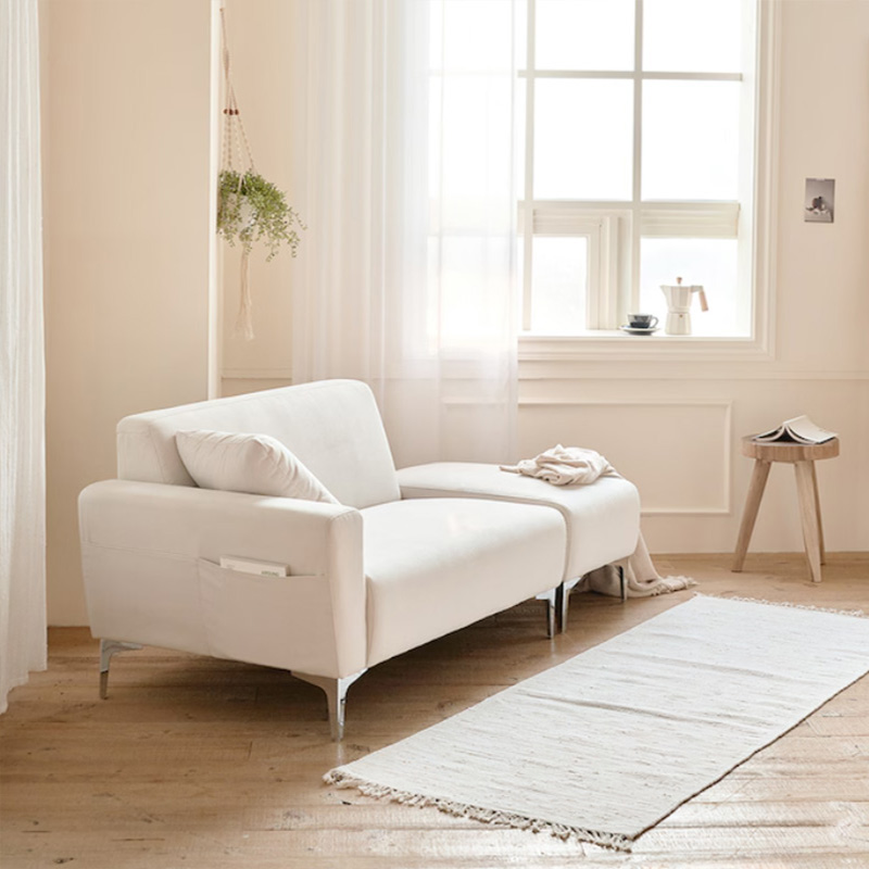 Comfortable Cream Sofa With Footstool