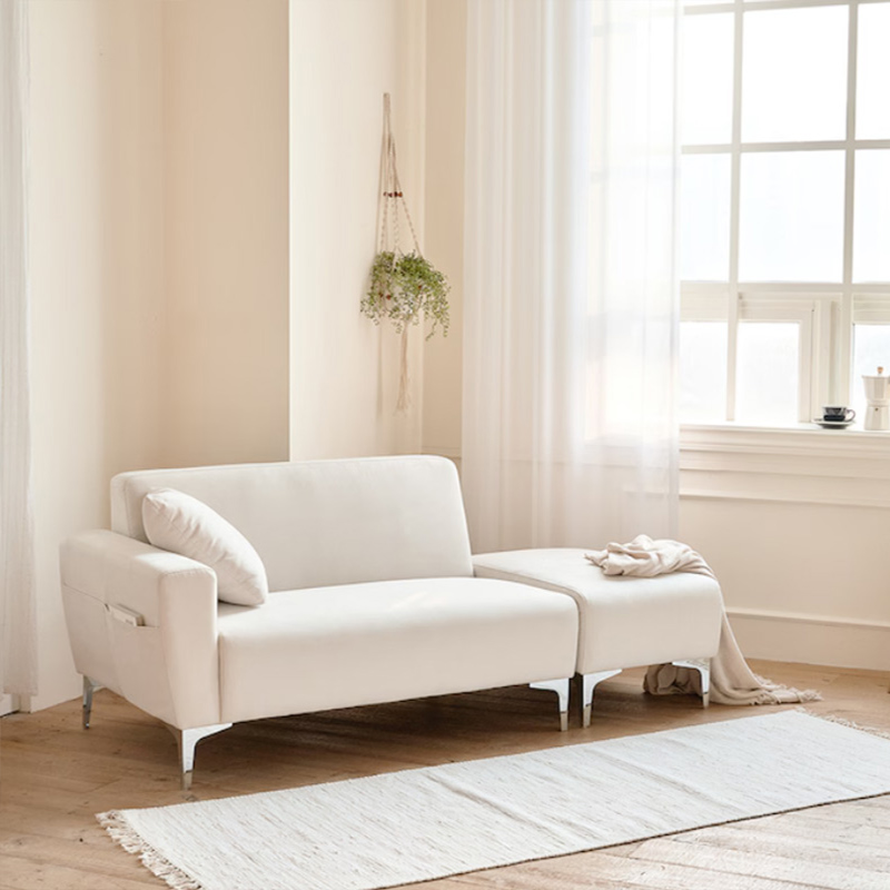 Comfortable Cream Sofa With Footstool