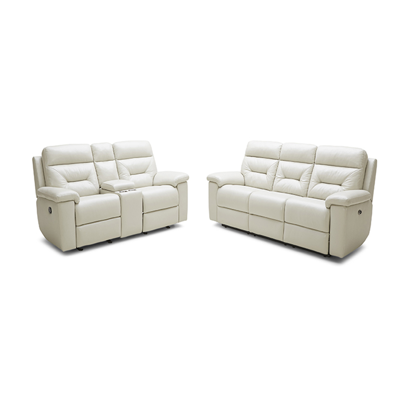 White Leather Recliner Sofa Set