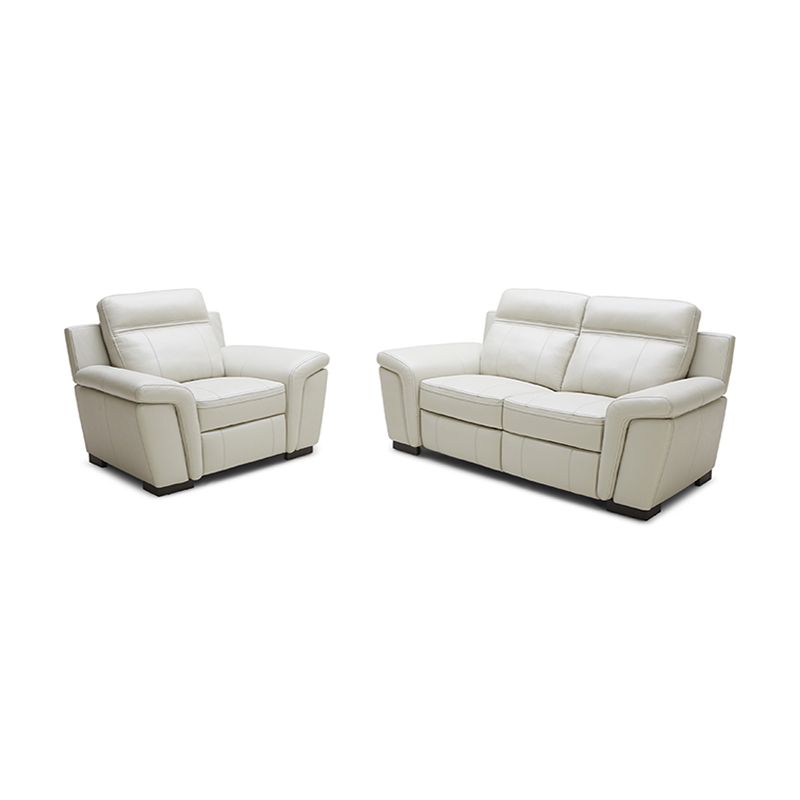 Modern White Leather Recliner Sofa Set