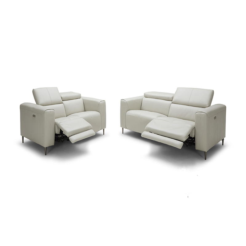 2 Seater White Electric Recliner Sofa