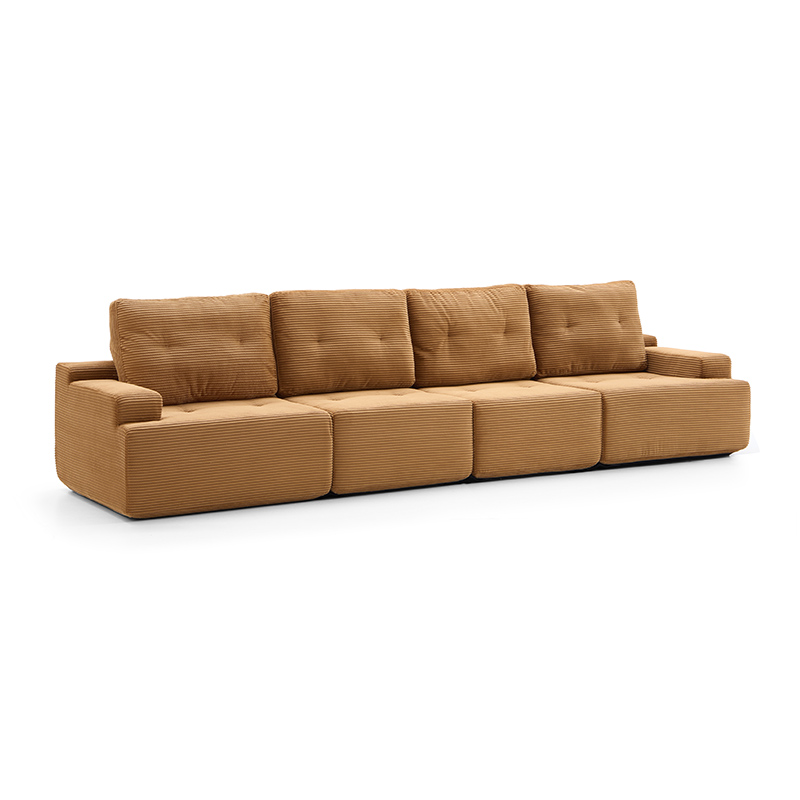 4 Seater Camel Fabric Sofa