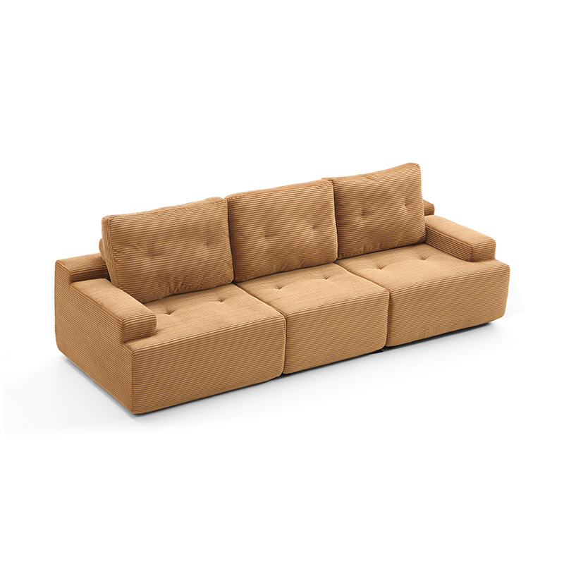 3 Seater Brown Corduroy Sofa