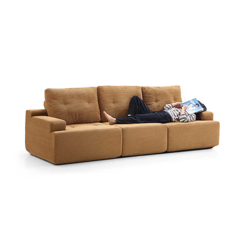 3 Seater Brown Corduroy Sofa