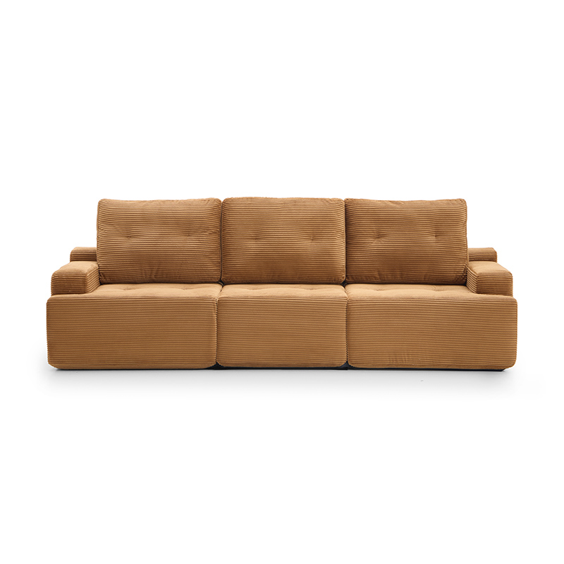 3 Seater Brown Corduroy Sofa