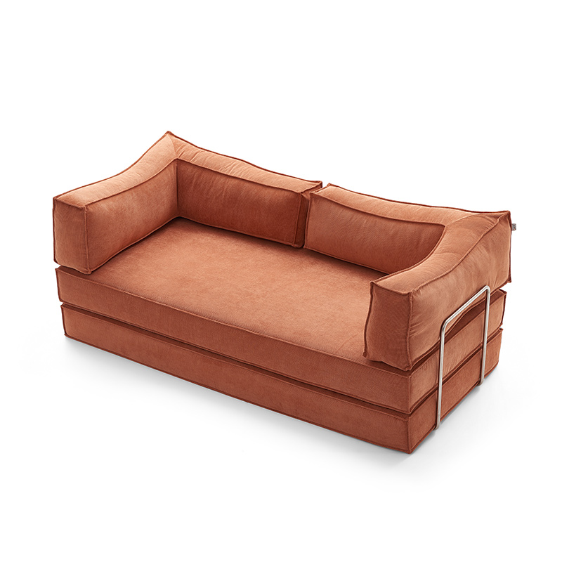 Brown Corduroy Compression Sofa Bed