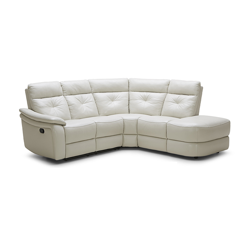 White Manual Recliner Corner Sofa