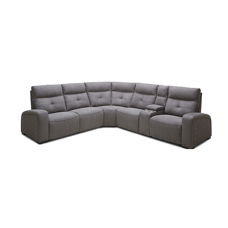 Grey Fabric Corner Recliner Sofa