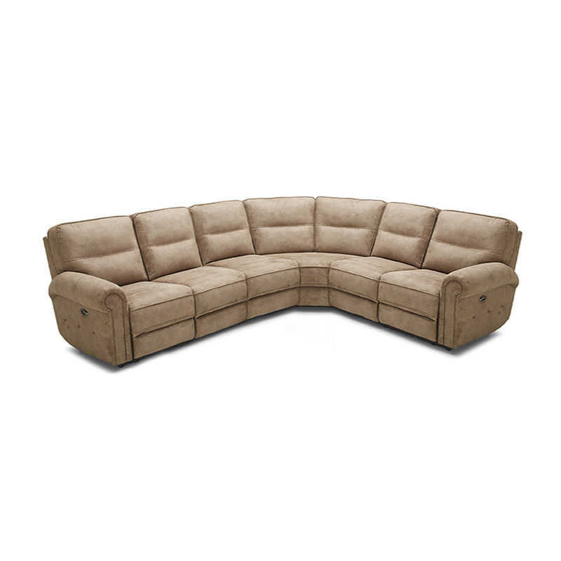 Brown Fabric Corner Recliner Sofa