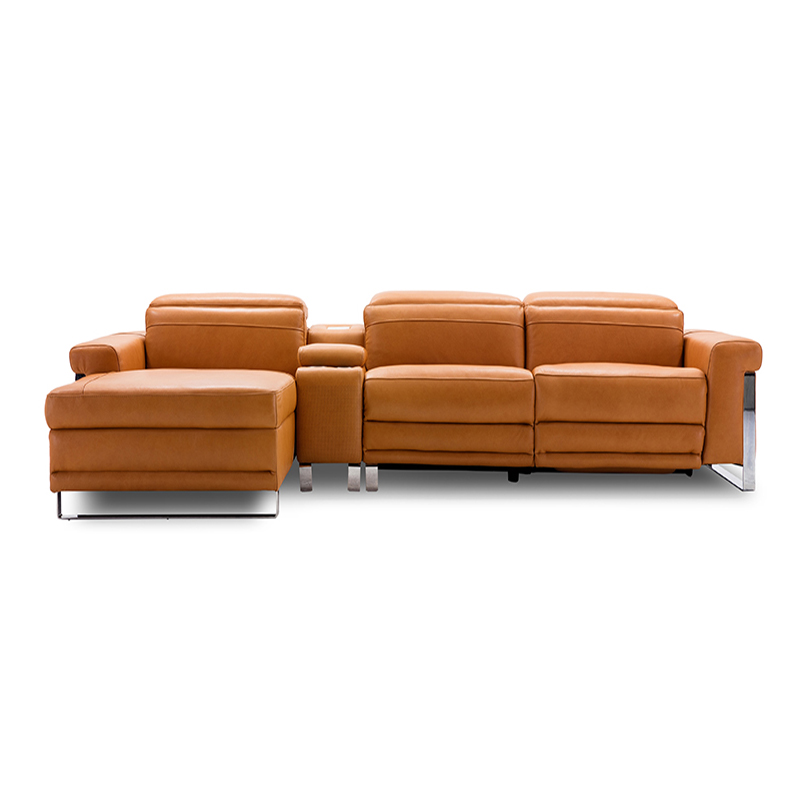 Brown Leather Recliner Sofa With Chaise Longue