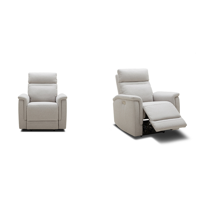 White Fabric Single Electric Recliner Sofa