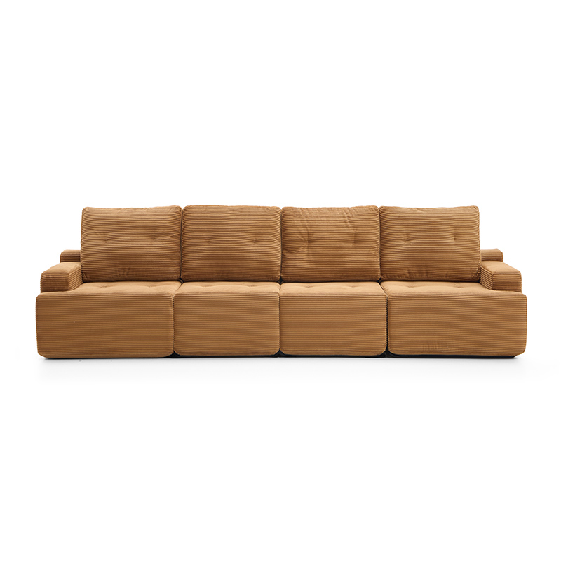 4 Seater Camel Fabric Sofa